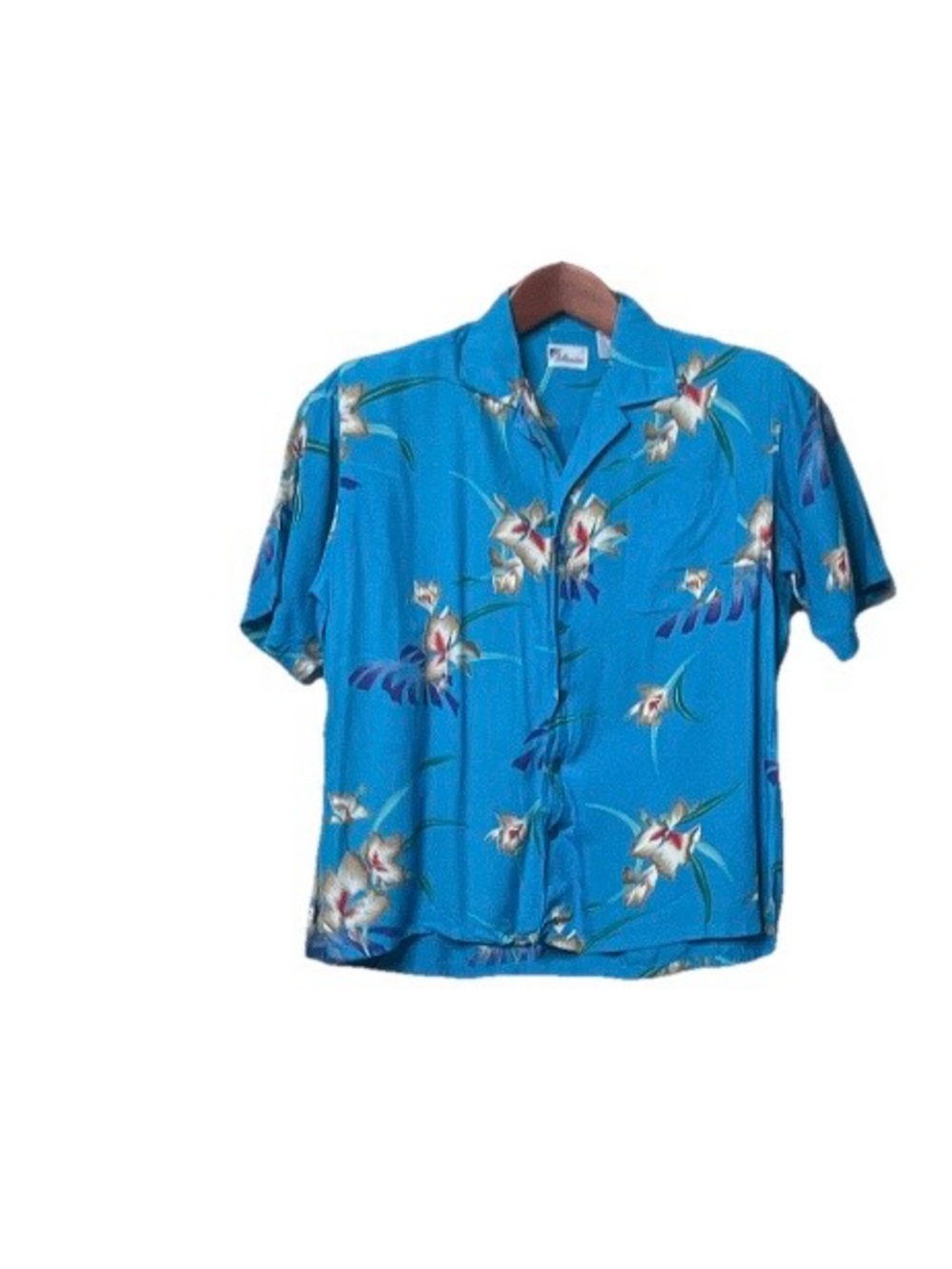 Islander Bright Blue Tropical Floral Button-Down Shirt